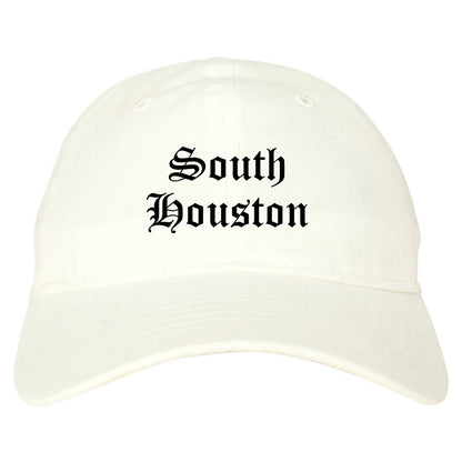South Houston Texas TX Old English Mens Dad Hat Baseball Cap White