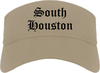 South Houston Texas TX Old English Mens Visor Cap Hat Khaki