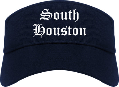 South Houston Texas TX Old English Mens Visor Cap Hat Navy Blue