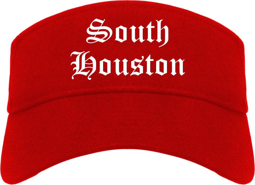 South Houston Texas TX Old English Mens Visor Cap Hat Red