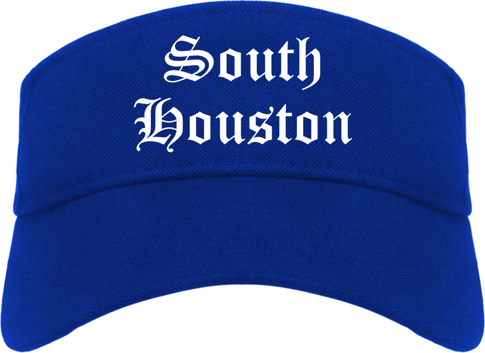 South Houston Texas TX Old English Mens Visor Cap Hat Royal Blue