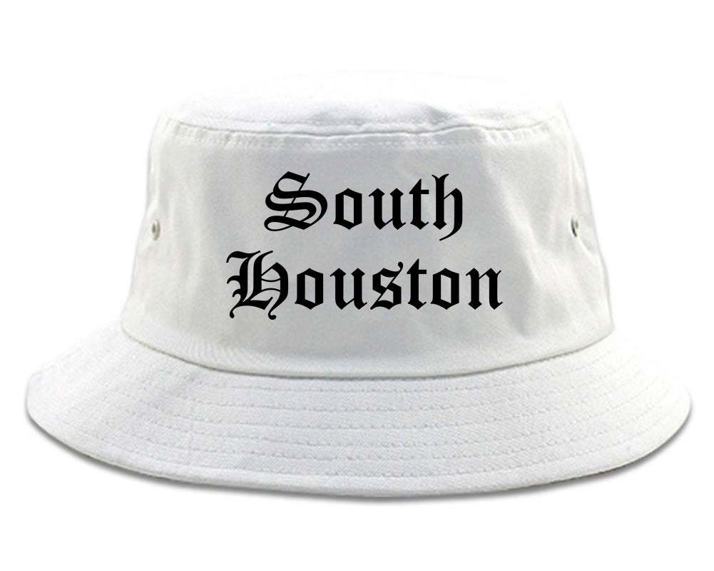 South Houston Texas TX Old English Mens Bucket Hat White