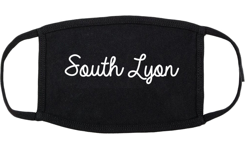 South Lyon Michigan MI Script Cotton Face Mask Black