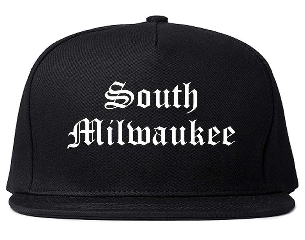 South Milwaukee Wisconsin WI Old English Mens Snapback Hat Black