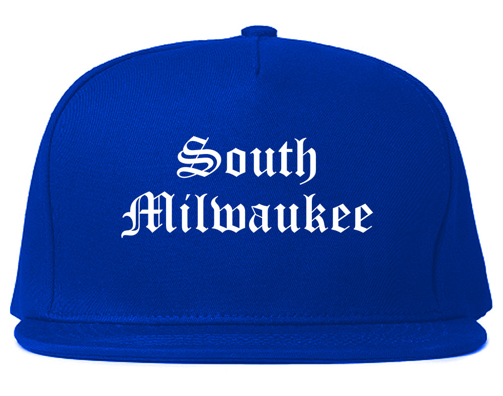 South Milwaukee Wisconsin WI Old English Mens Snapback Hat Royal Blue
