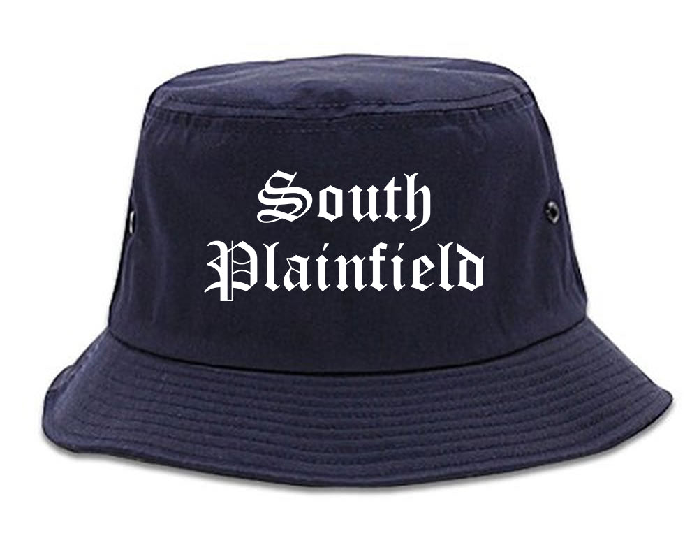 South Plainfield New Jersey NJ Old English Mens Bucket Hat Navy Blue