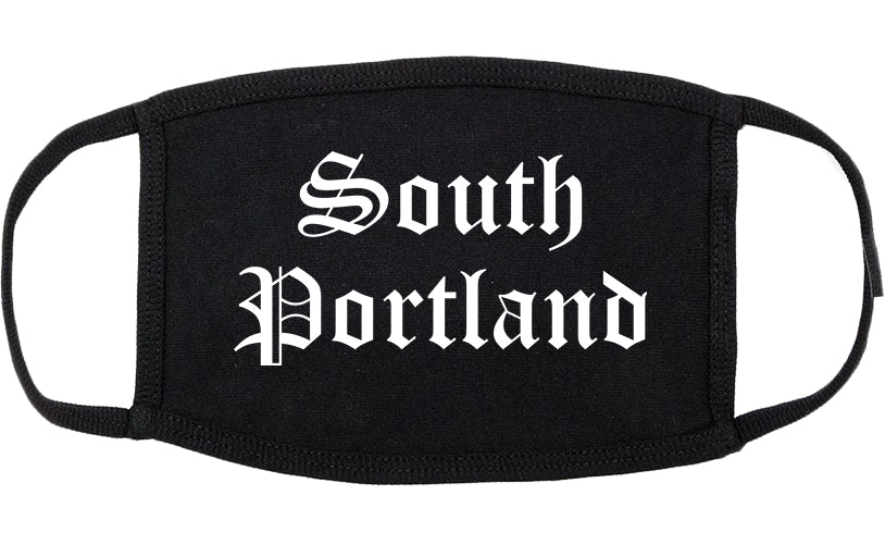South Portland Maine ME Old English Cotton Face Mask Black