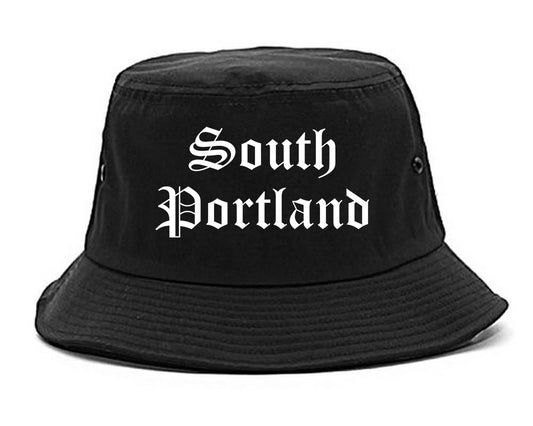 South Portland Maine ME Old English Mens Bucket Hat Black