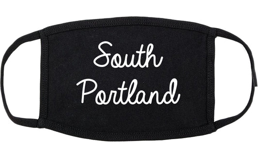 South Portland Maine ME Script Cotton Face Mask Black