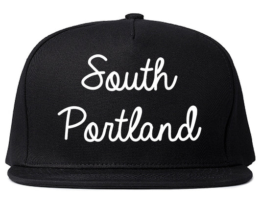 South Portland Maine ME Script Mens Snapback Hat Black
