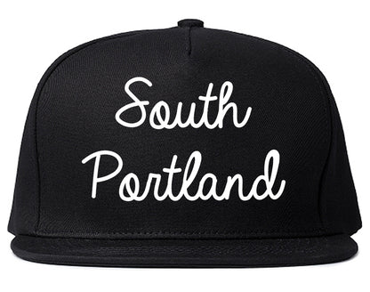South Portland Maine ME Script Mens Snapback Hat Black