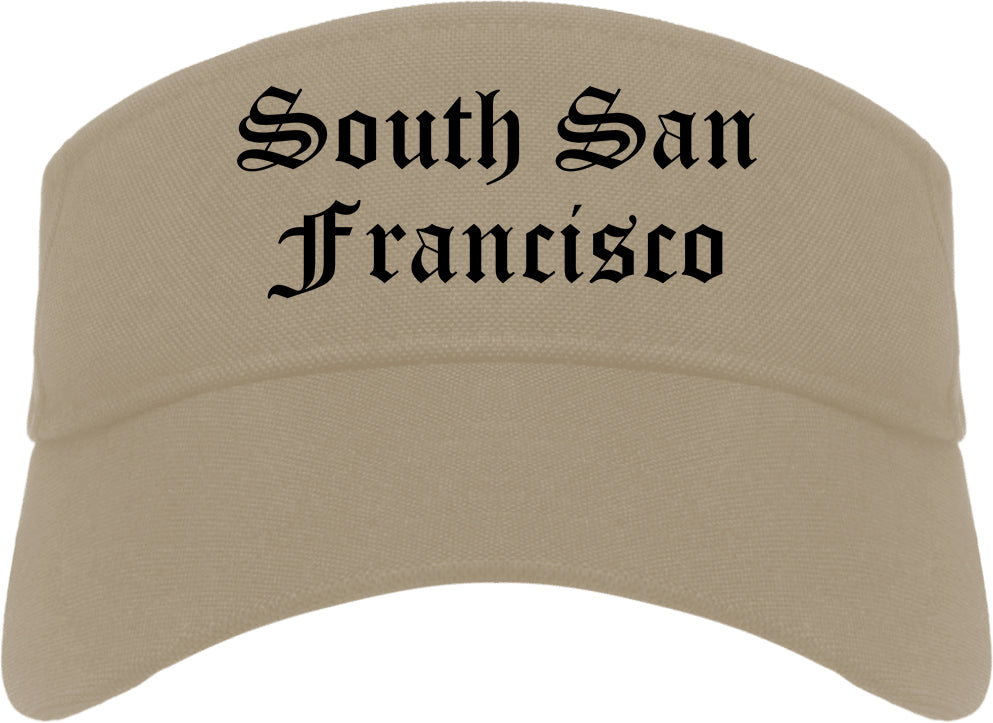 South San Francisco California CA Old English Mens Visor Cap Hat Khaki