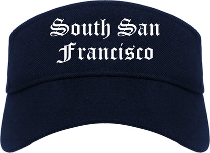 South San Francisco California CA Old English Mens Visor Cap Hat Navy Blue