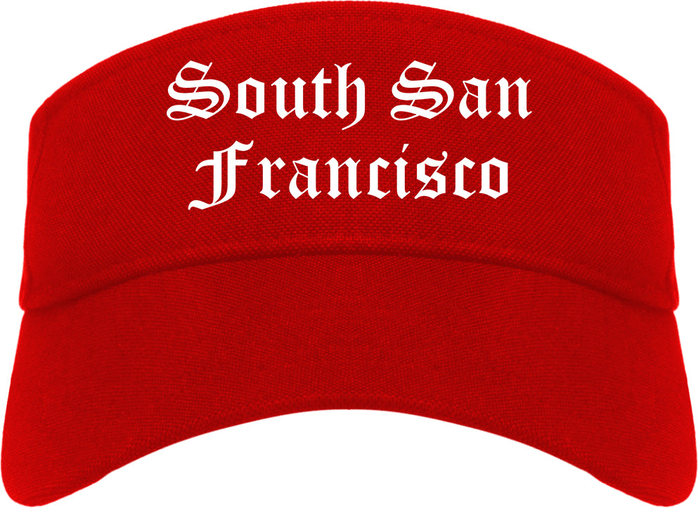 South San Francisco California CA Old English Mens Visor Cap Hat Red