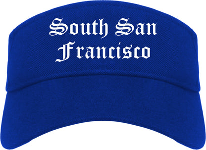 South San Francisco California CA Old English Mens Visor Cap Hat Royal Blue