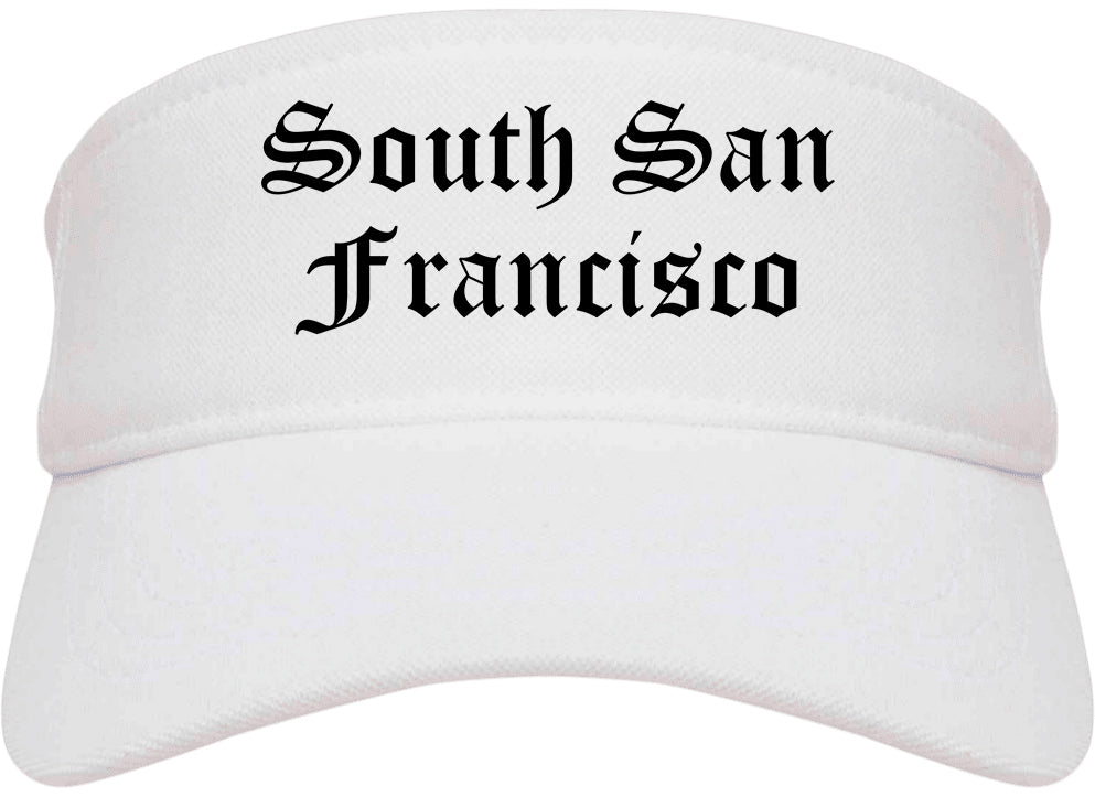 South San Francisco California CA Old English Mens Visor Cap Hat White