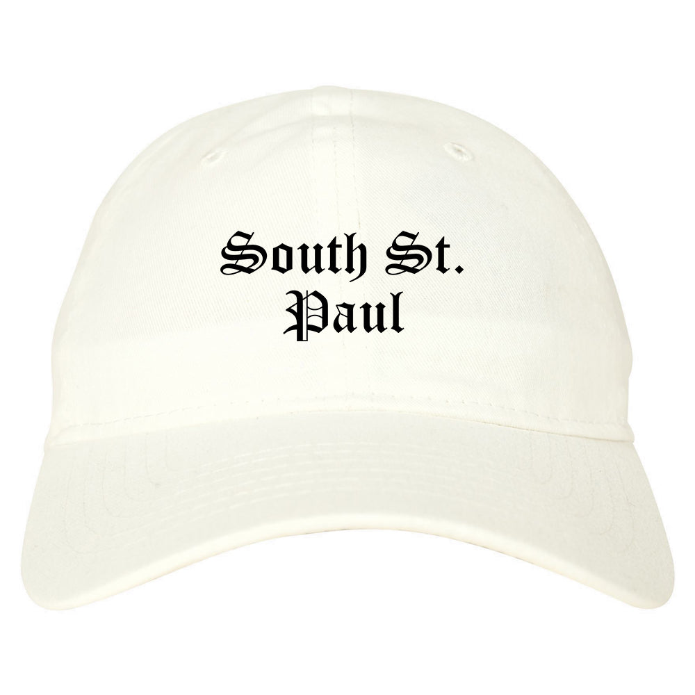 South St. Paul Minnesota MN Old English Mens Dad Hat Baseball Cap White