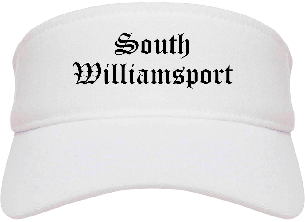 South Williamsport Pennsylvania PA Old English Mens Visor Cap Hat White