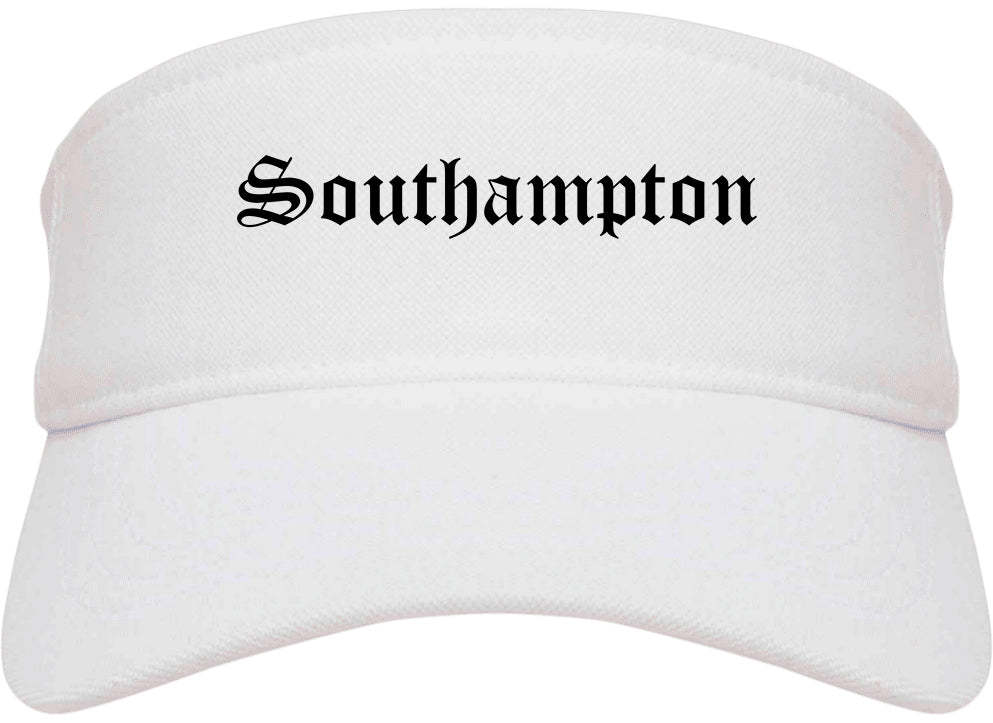 Southampton New York NY Old English Mens Visor Cap Hat White