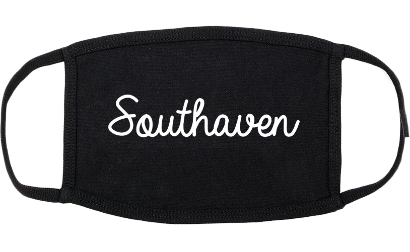 Southaven Mississippi MS Script Cotton Face Mask Black