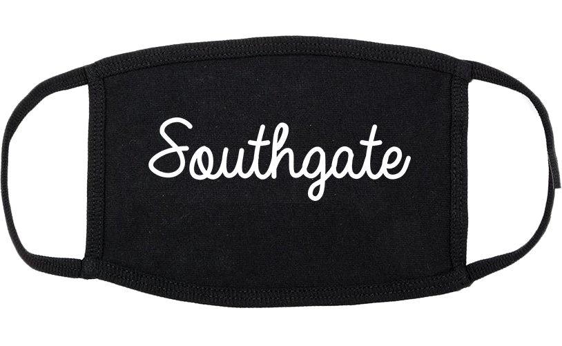 Southgate Michigan MI Script Cotton Face Mask Black