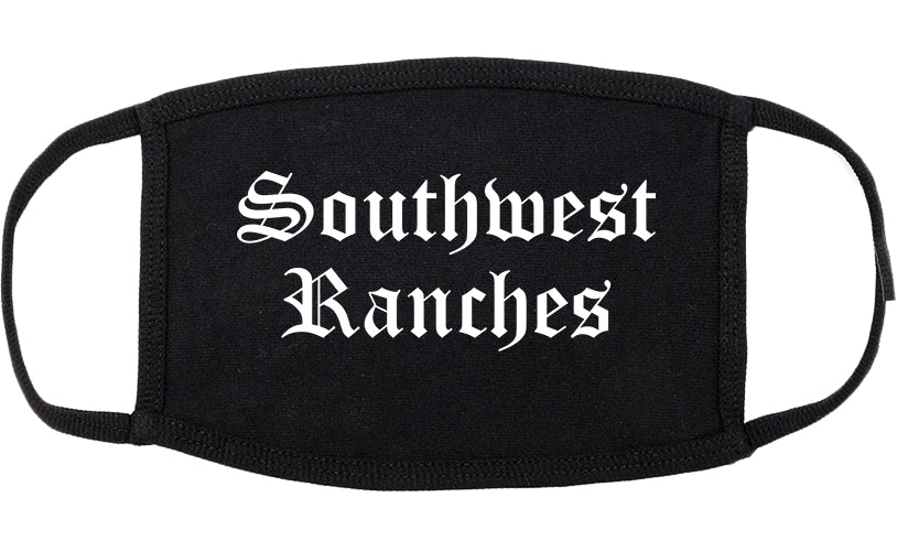 Southwest Ranches Florida FL Old English Cotton Face Mask Black
