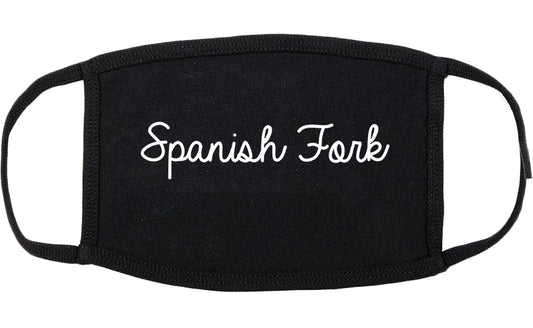 Spanish Fork Utah UT Script Cotton Face Mask Black