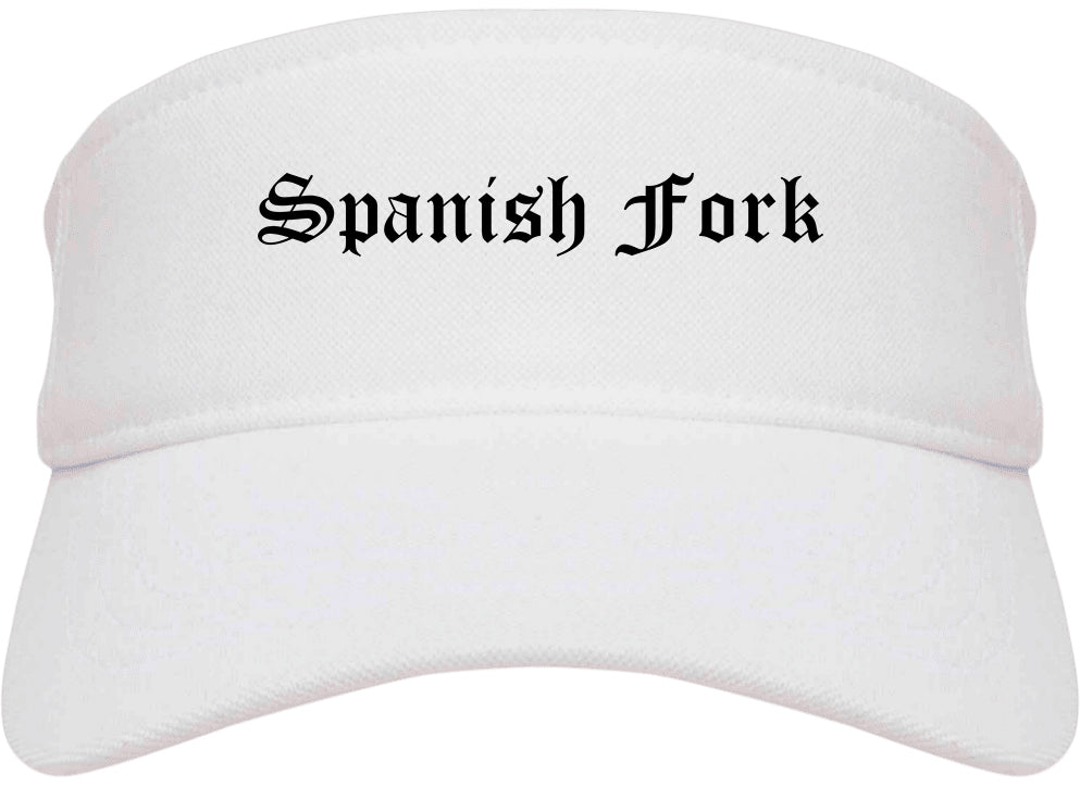 Spanish Fork Utah UT Old English Mens Visor Cap Hat White