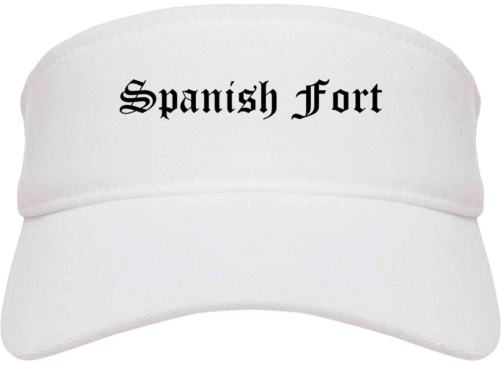Spanish Fort Alabama AL Old English Mens Visor Cap Hat White