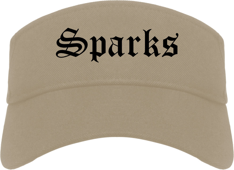 Sparks Nevada NV Old English Mens Visor Cap Hat Khaki
