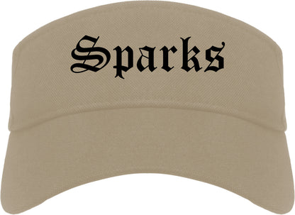 Sparks Nevada NV Old English Mens Visor Cap Hat Khaki