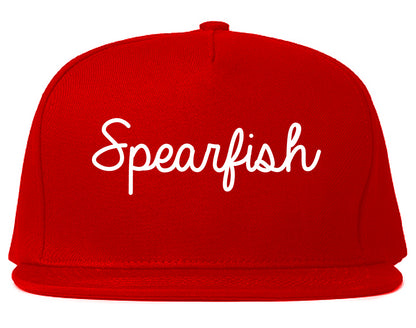 Spearfish South Dakota SD Script Mens Snapback Hat Red