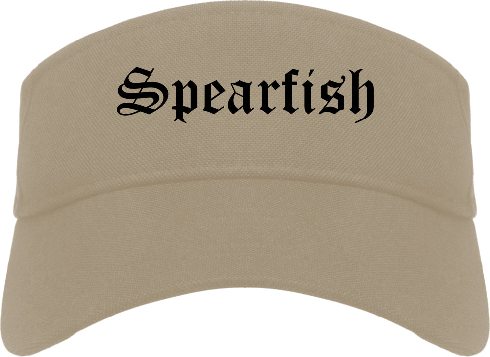 Spearfish South Dakota SD Old English Mens Visor Cap Hat Khaki