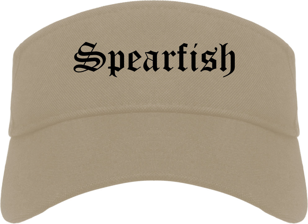 Spearfish South Dakota SD Old English Mens Visor Cap Hat Khaki