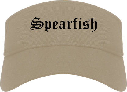 Spearfish South Dakota SD Old English Mens Visor Cap Hat Khaki