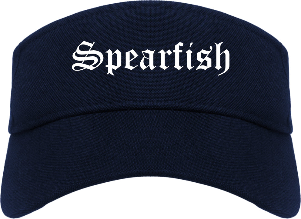 Spearfish South Dakota SD Old English Mens Visor Cap Hat Navy Blue