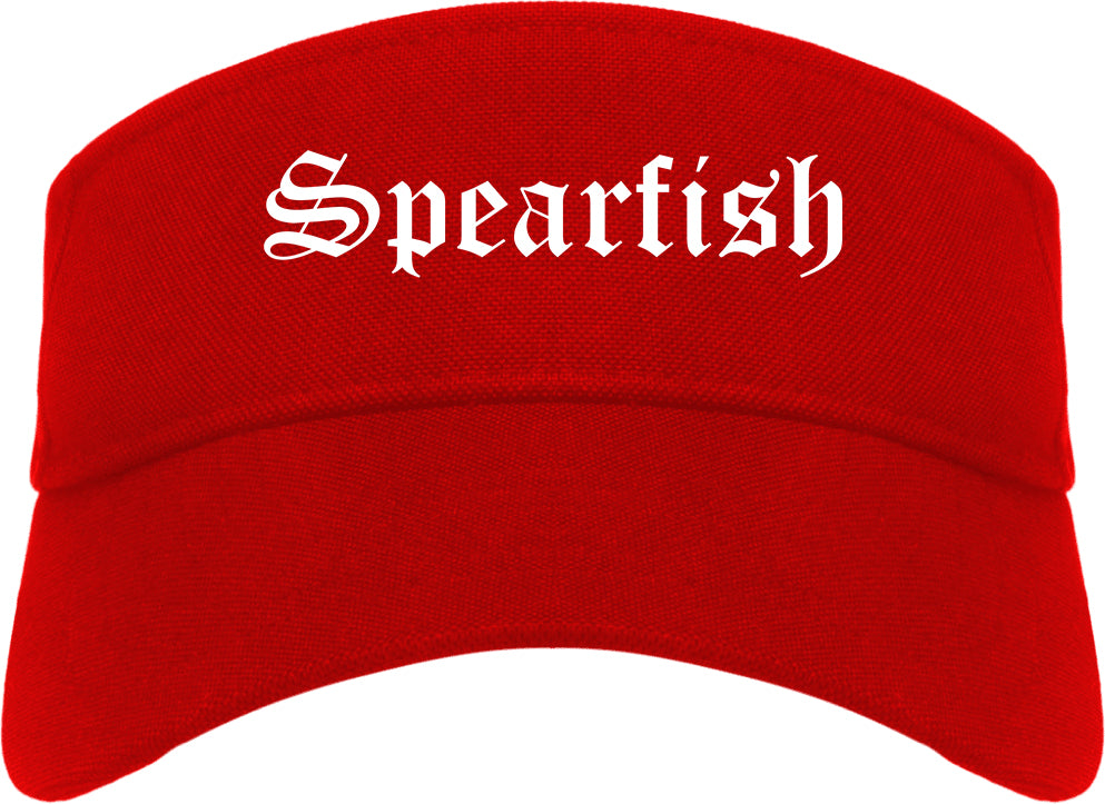 Spearfish South Dakota SD Old English Mens Visor Cap Hat Red