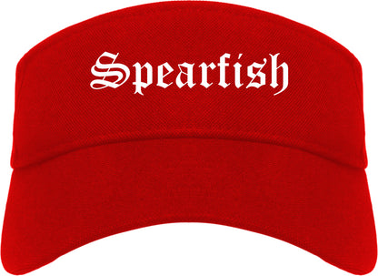Spearfish South Dakota SD Old English Mens Visor Cap Hat Red