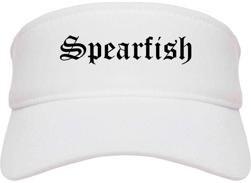 Spearfish South Dakota SD Old English Mens Visor Cap Hat White