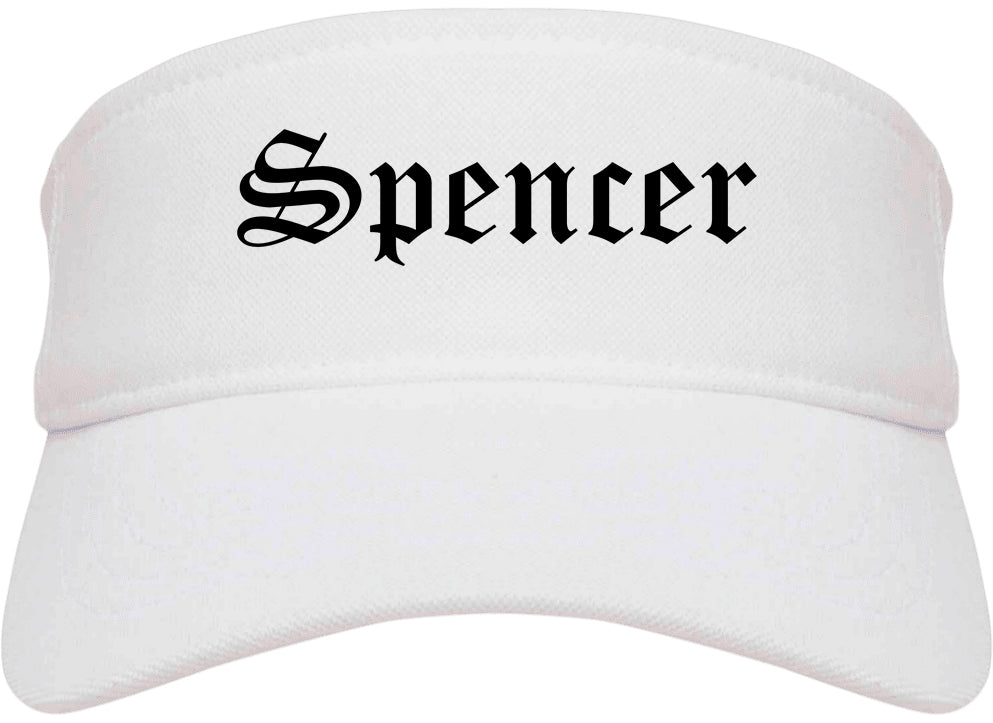 Spencer Iowa IA Old English Mens Visor Cap Hat White
