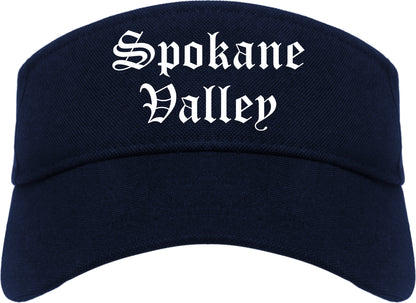 Spokane Valley Washington WA Old English Mens Visor Cap Hat Navy Blue