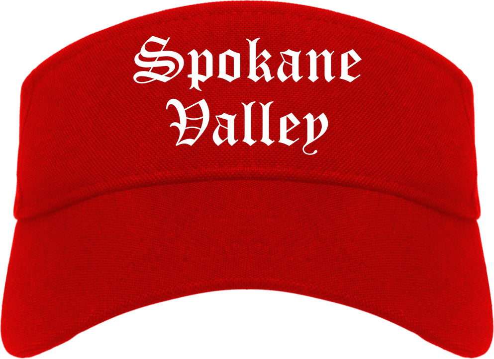 Spokane Valley Washington WA Old English Mens Visor Cap Hat Red