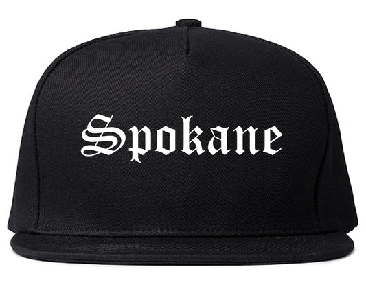 Spokane Washington WA Old English Mens Snapback Hat Black