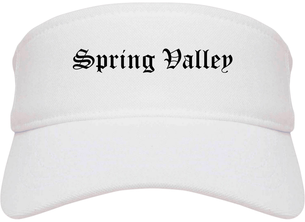 Spring Valley New York NY Old English Mens Visor Cap Hat White