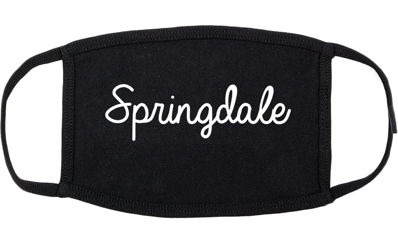 Springdale Arkansas AR Script Cotton Face Mask Black