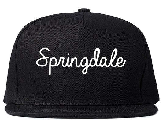 Springdale Arkansas AR Script Mens Snapback Hat Black