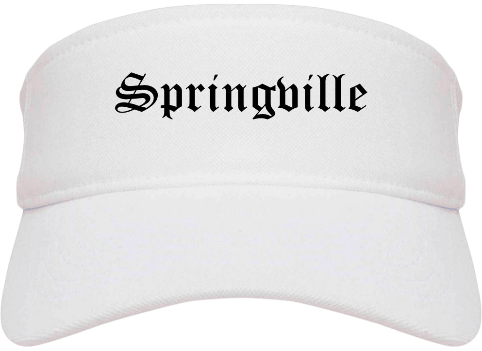 Springville Utah UT Old English Mens Visor Cap Hat White