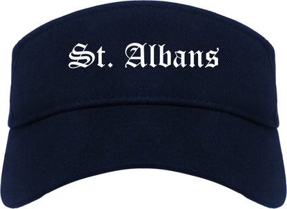 St. Albans Vermont VT Old English Mens Visor Cap Hat Navy Blue