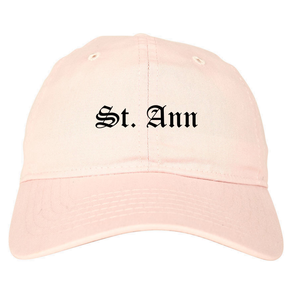 St. Ann Missouri MO Old English Mens Dad Hat Baseball Cap Pink