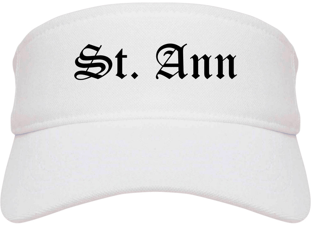 St. Ann Missouri MO Old English Mens Visor Cap Hat White